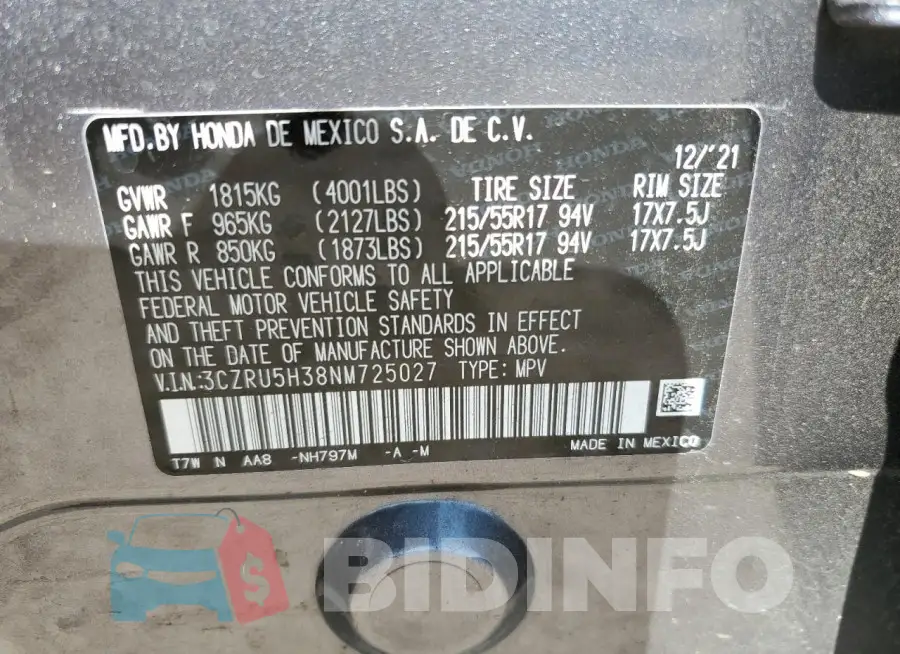 3CZRU5H38NM725027 Photo# 13