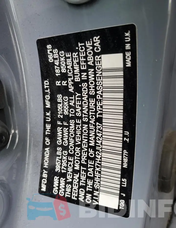 SHHFK7H42JU424737 Photo# 13