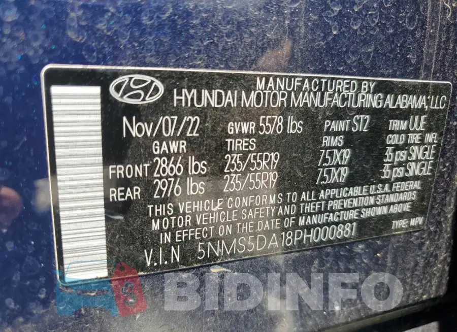 5NMS5DA18PH000881 Photo# 13