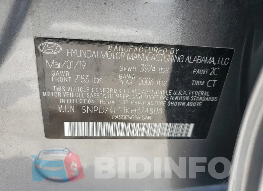 5NPD74LF1KH474808 Photo# 12