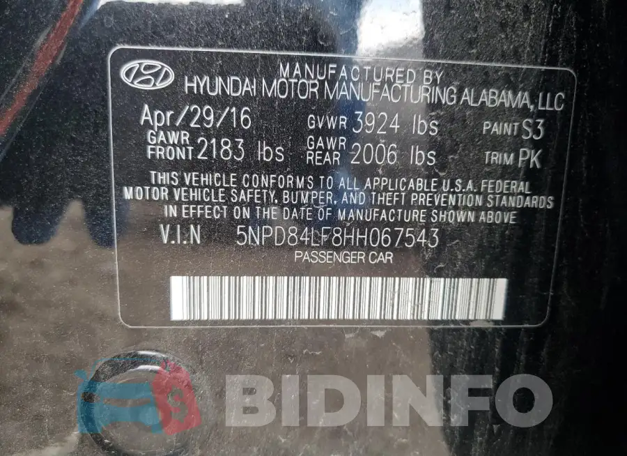 5NPD84LF8HH067543 Photo# 12