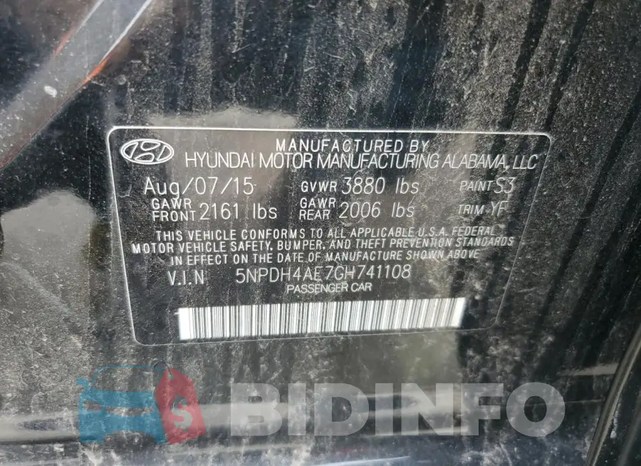 5NPDH4AE7GH741108 Photo# 12