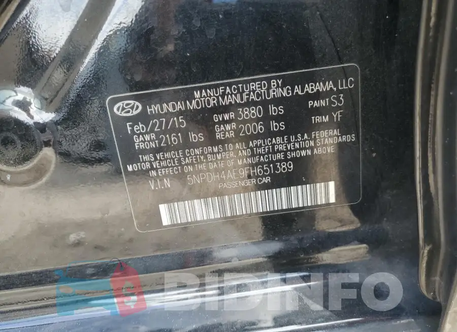 5NPDH4AE9FH651389 Photo# 13