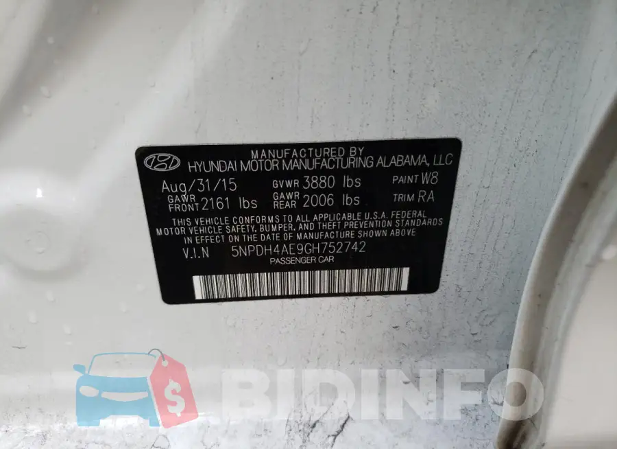5NPDH4AE9GH752742 Photo# 12