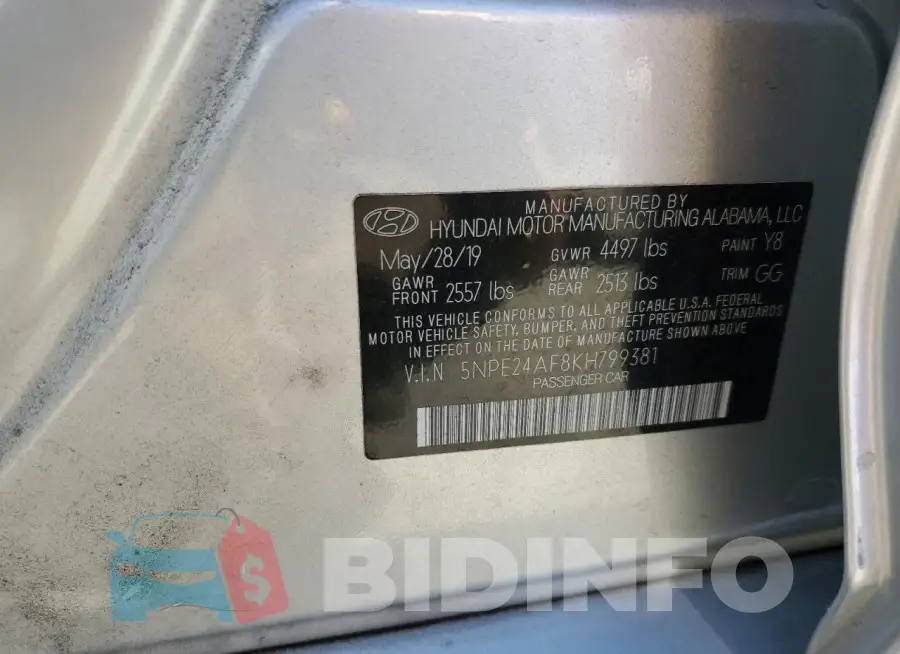 5NPE24AF8KH799381 Photo# 12