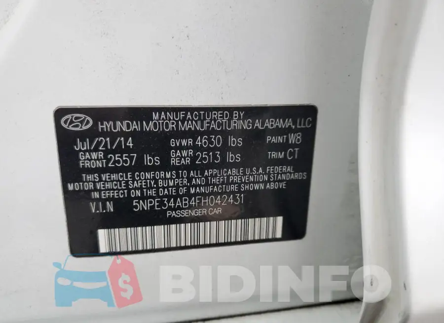 5NPE34AB4FH042431 Photo# 12