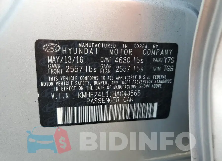 KMHE24L11HA043565 Photo# 13