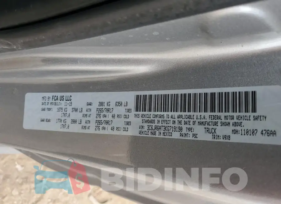 3C6JR6AT3KG719190 Photo# 12