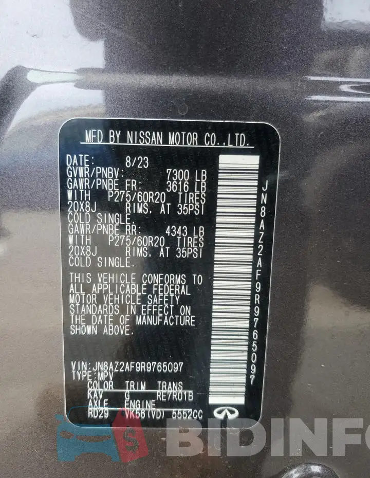 JN8AZ2AF9R9765097 Photo# 13