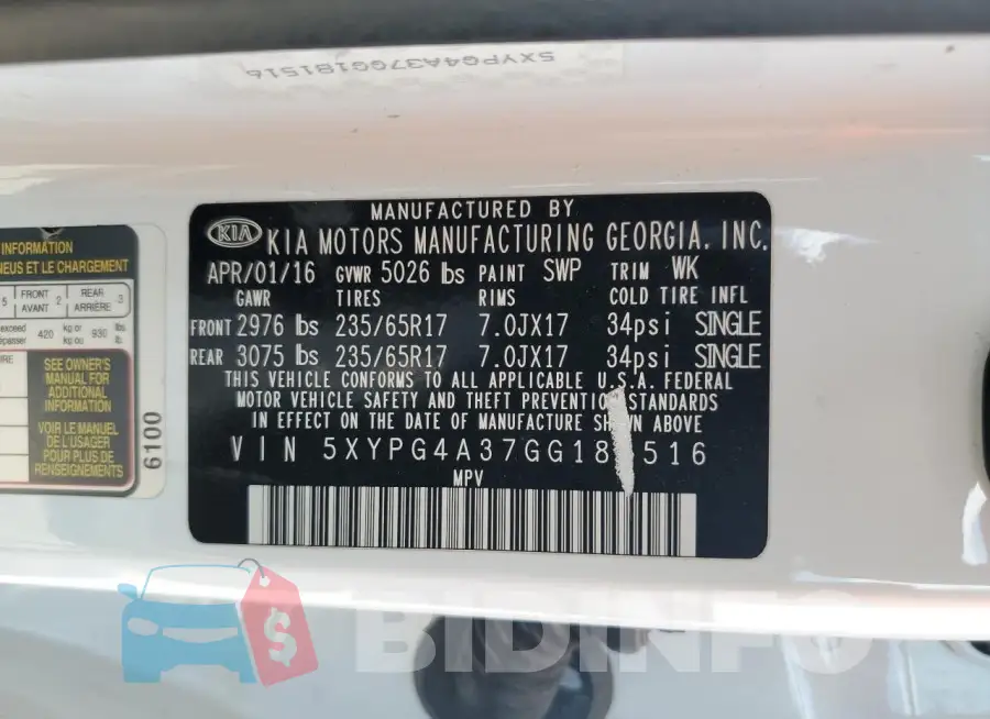 5XYPG4A37GG181516 Photo# 13