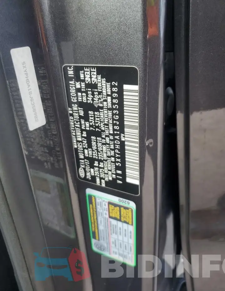 5XYPHDA18JG358982 Photo# 14