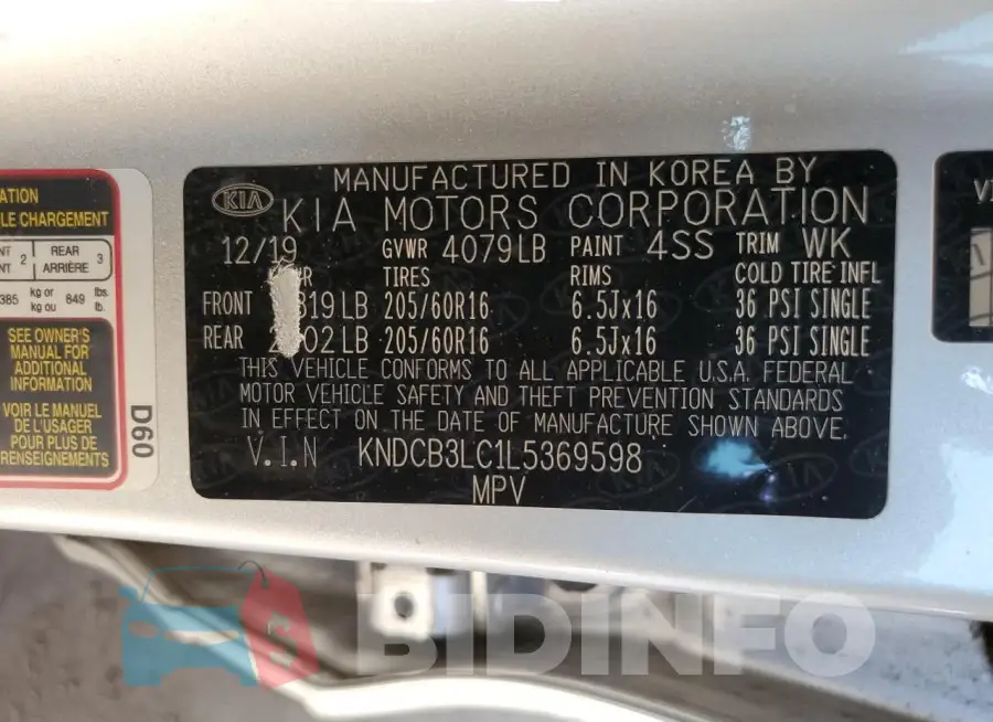 KNDCB3LC1L5369598 Photo# 12