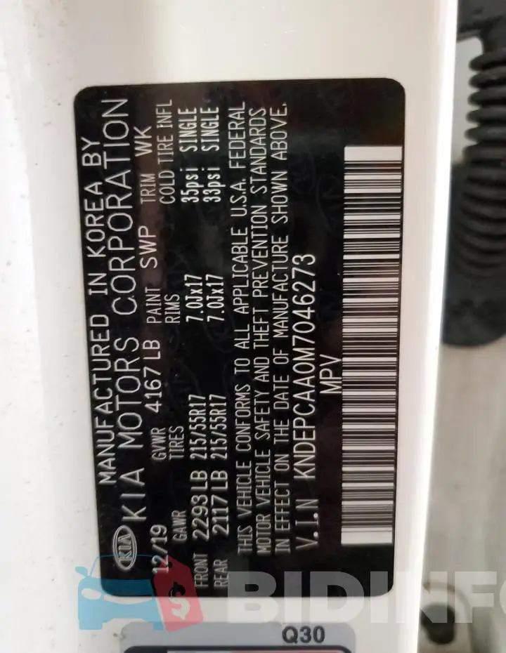KNDEPCAA0M7046273 Photo# 13