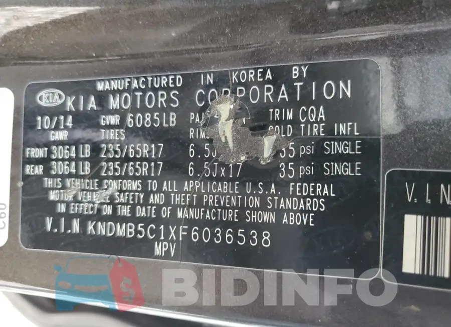 KNDMB5C1XF6036538 Photo# 13