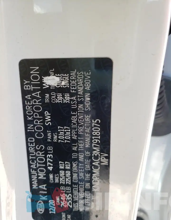 KNDPMCAC3M7918075 Photo# 12