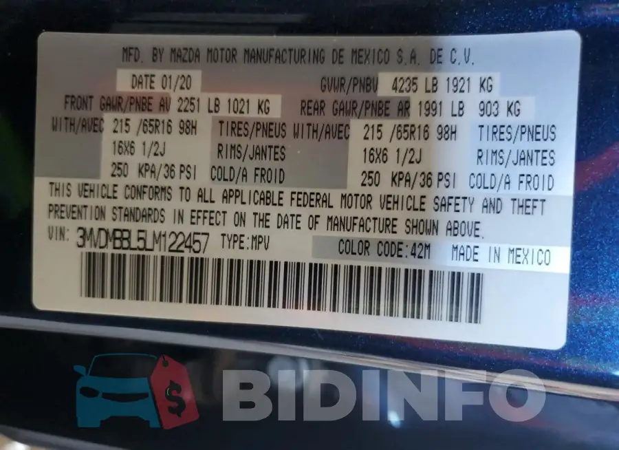 3MVDMBBL5LM122457 Photo# 12
