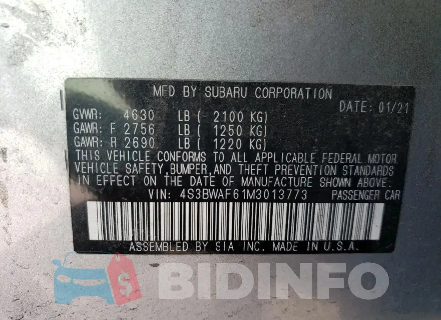 4S3BWAF61M3013773 Photo# 12