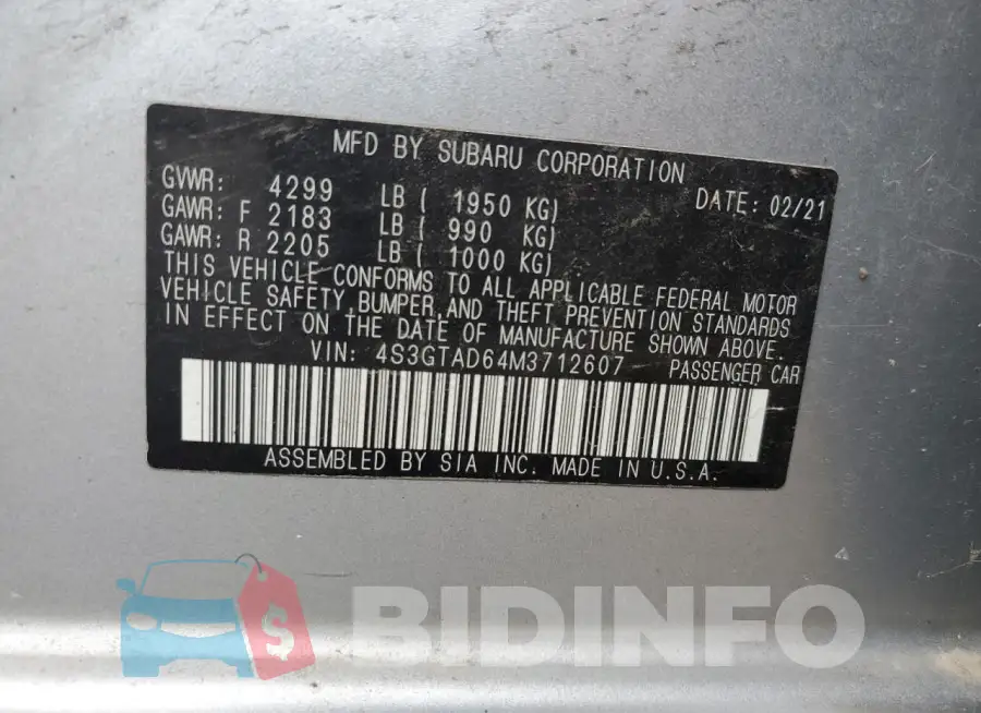 4S3GTAD64M3712607 Photo# 12