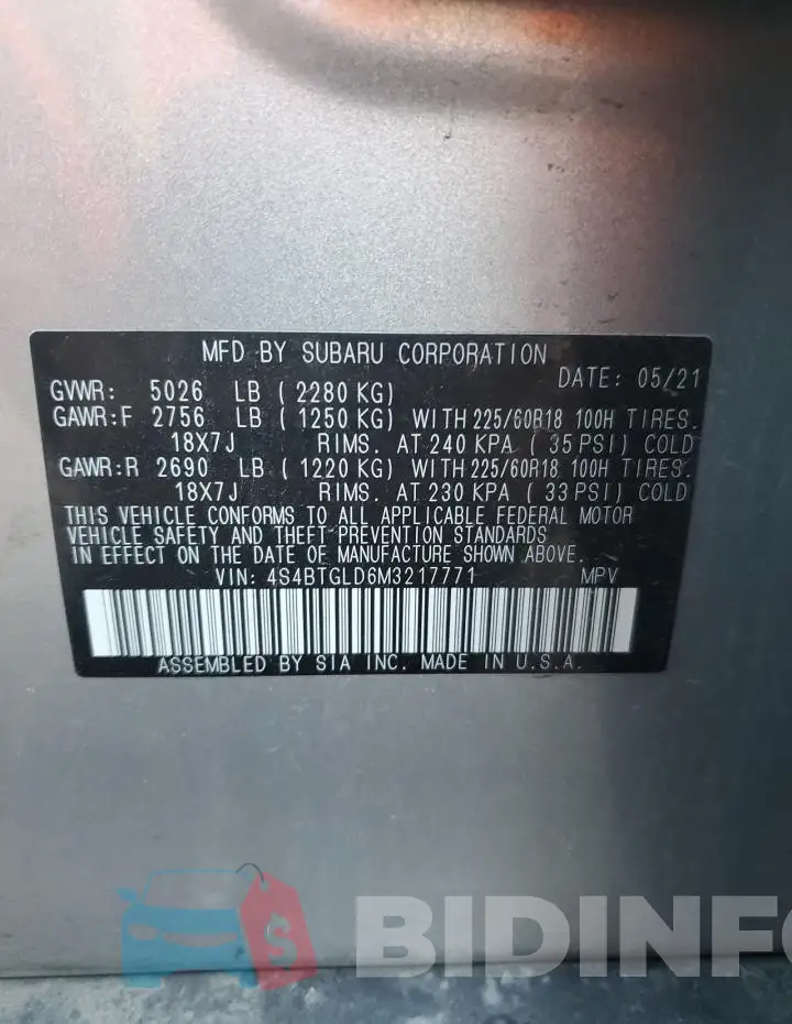 4S4BTGLD6M3217771 Photo# 14
