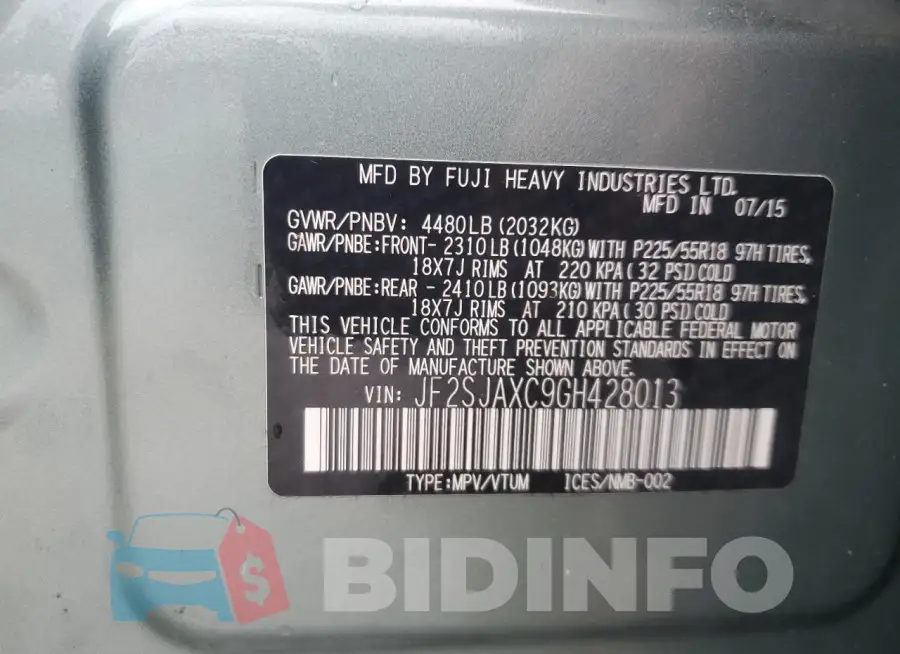 JF2SJAXC9GH428013 Photo# 13