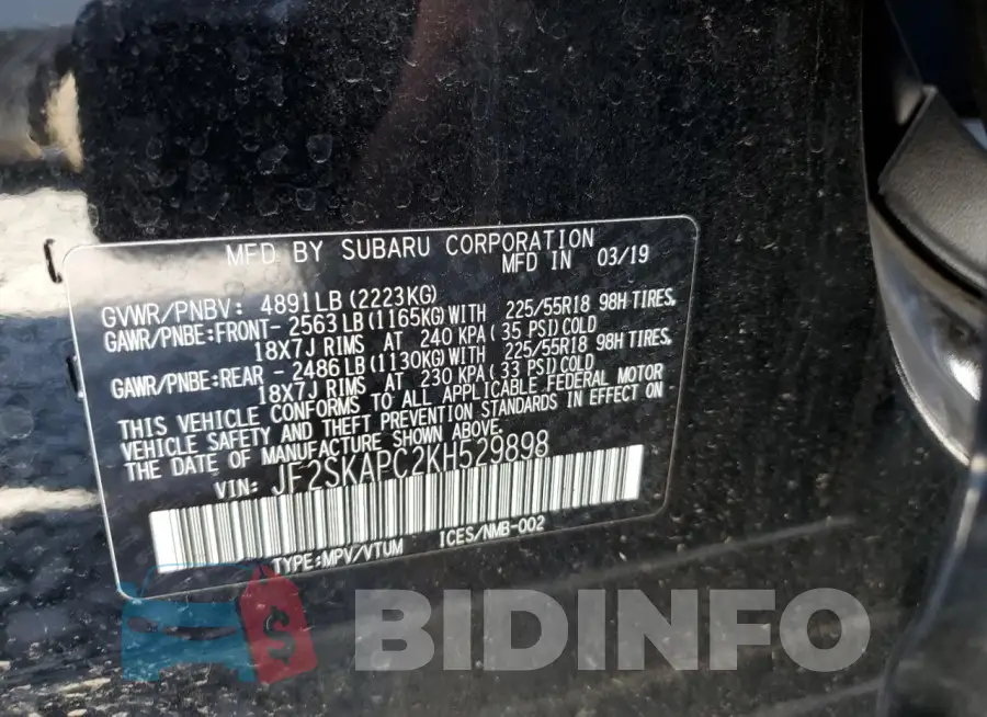 JF2SKAPC2KH529898 Photo# 13