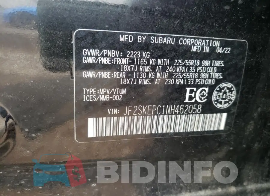 JF2SKEPC1NH462058 Photo# 12