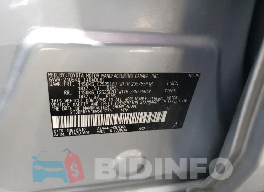 2T3DFREV1HW561775 Photo# 13