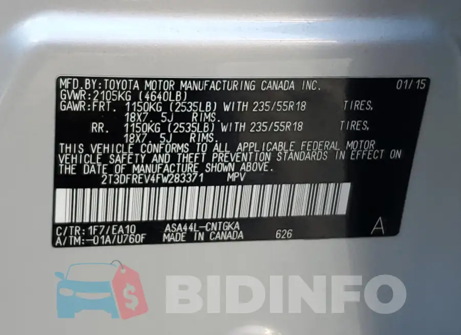2T3DFREV4FW283371 Photo# 13