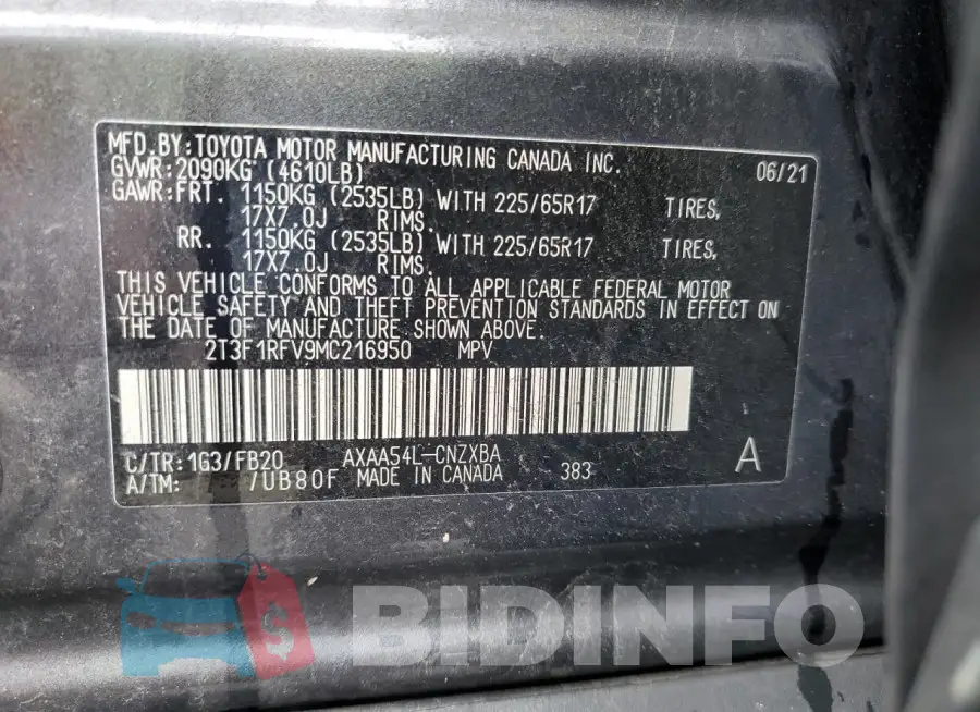 2T3F1RFV9MC216950 Photo# 12