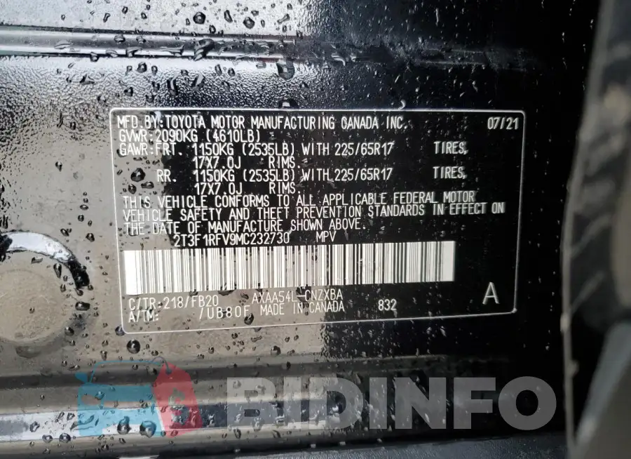 2T3F1RFV9MC232730 Photo# 13
