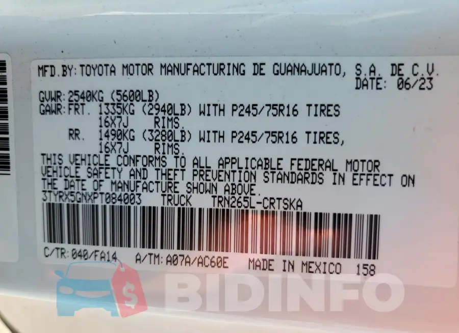 3TYRX5GNXPT084003 Photo# 12
