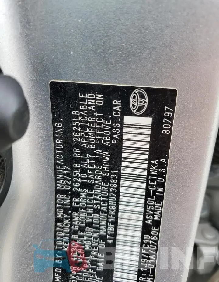 4T1BF1FK8HU738831 Photo# 12
