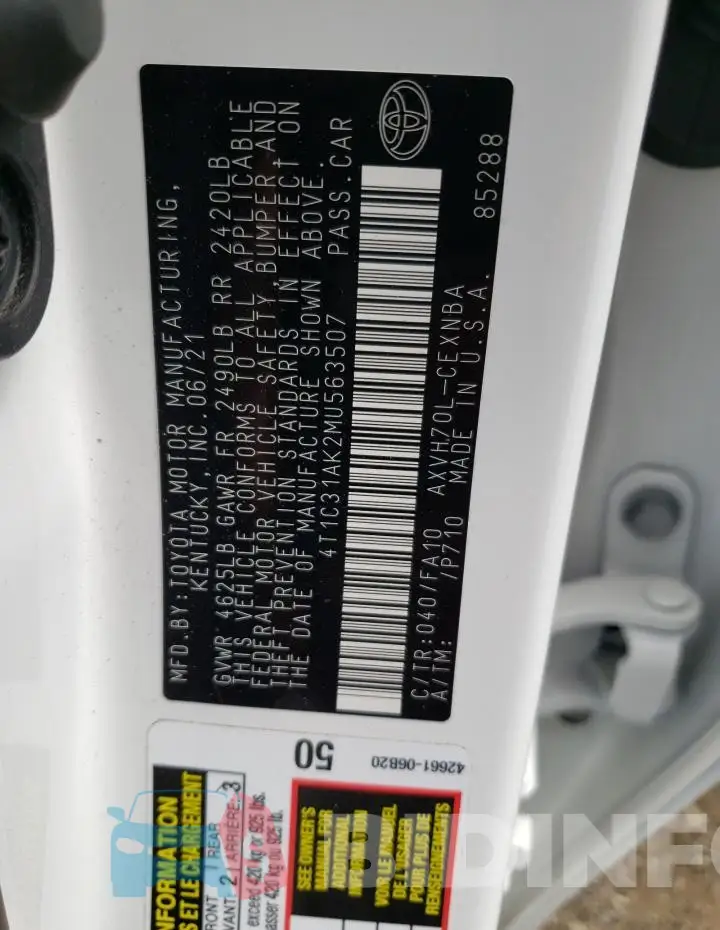 4T1C31AK2MU563507 Photo# 13