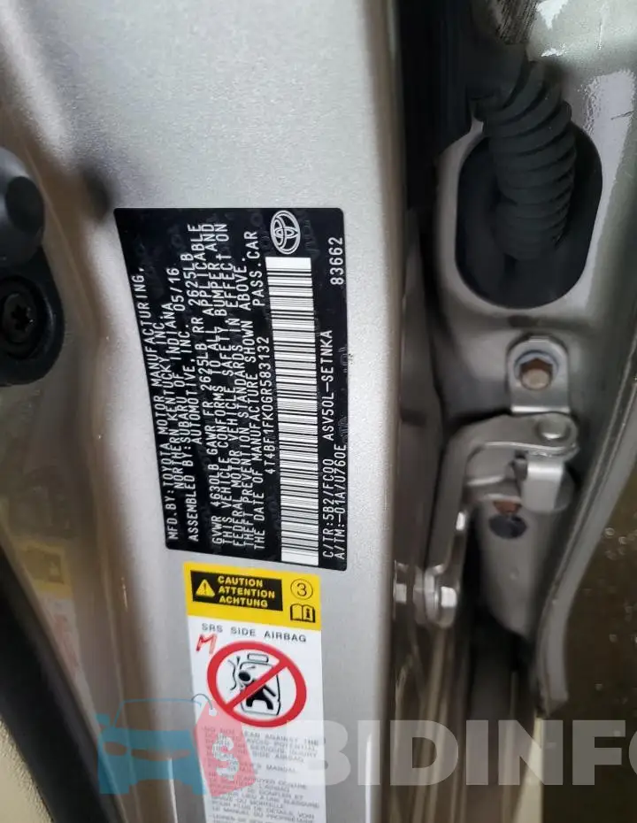 4T4BF1FK0GR583132 Photo# 12