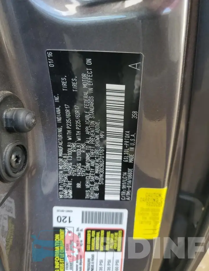5TDYK3DC9GS701761 Photo# 13