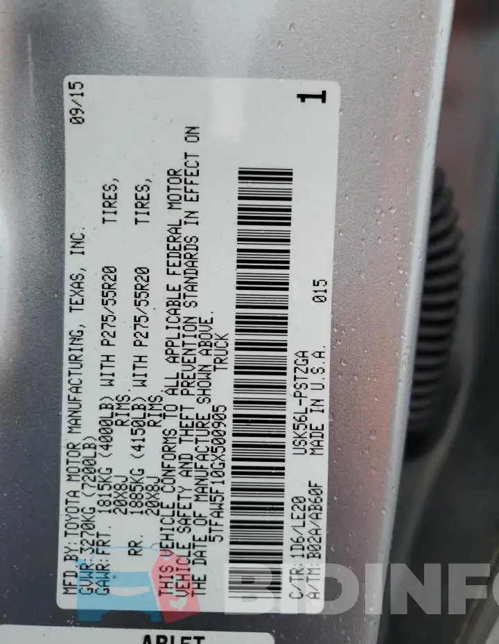 5TFAW5F10GX500905 Photo# 12