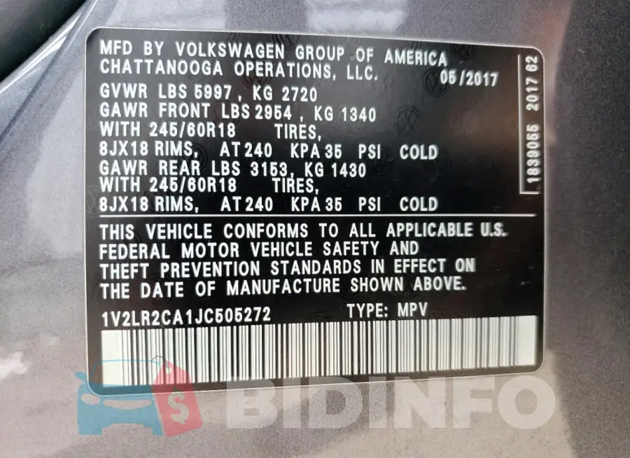 1V2LR2CA1JC505272 Photo# 14