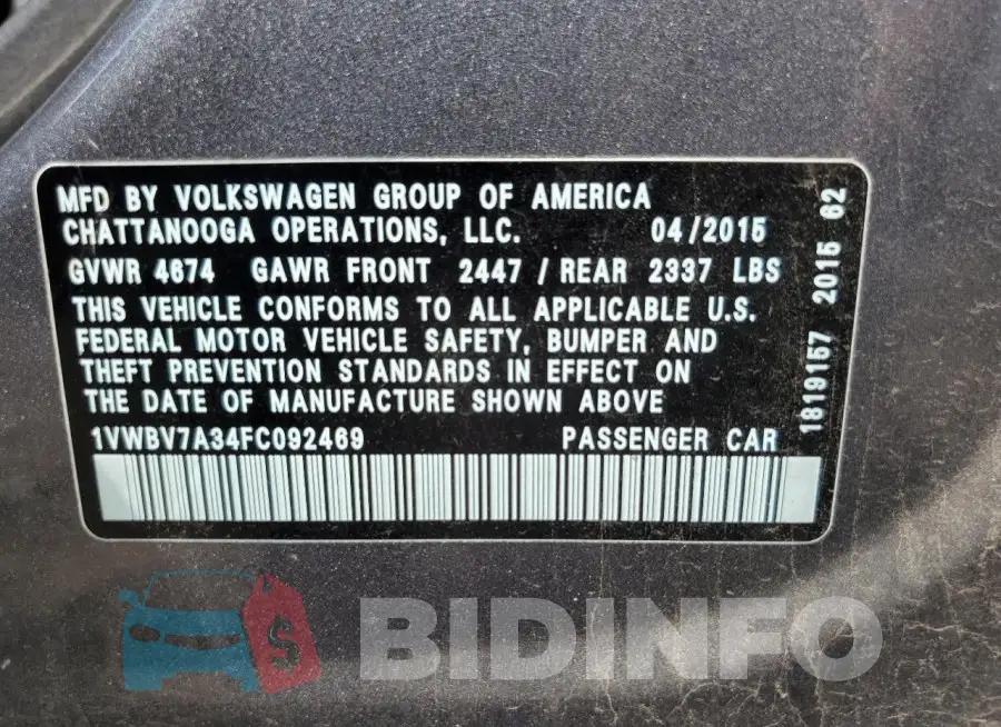 1VWBV7A34FC092469 Photo# 13