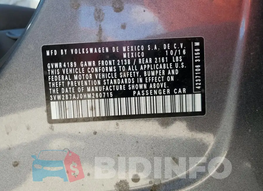 3VW2B7AJ0HM260715 Photo# 13