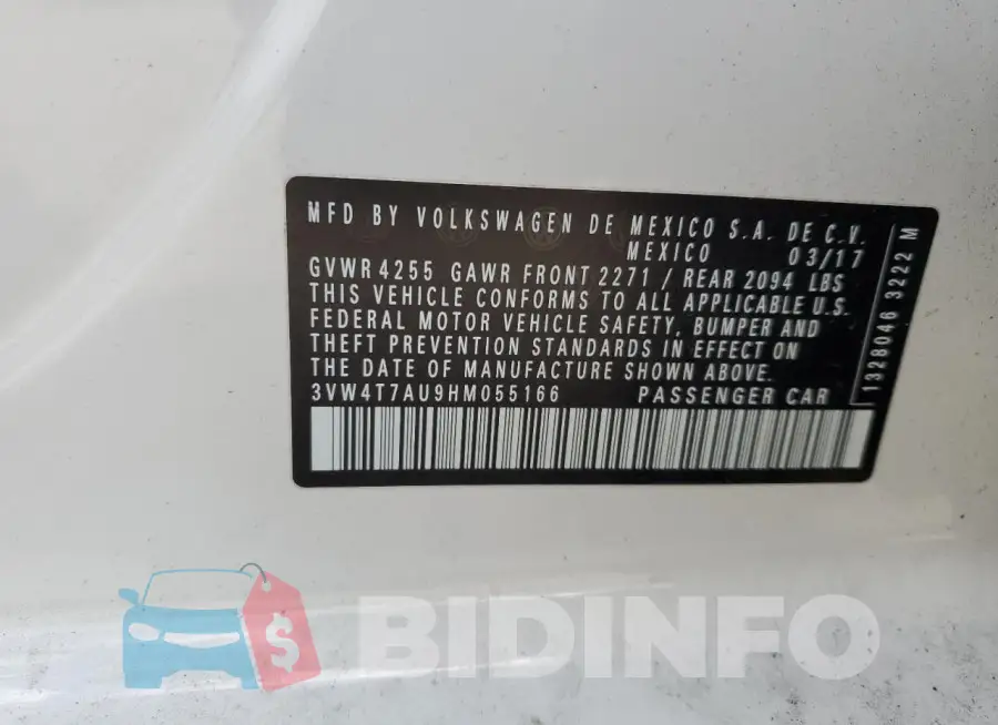 3VW4T7AU9HM055166 Photo# 12