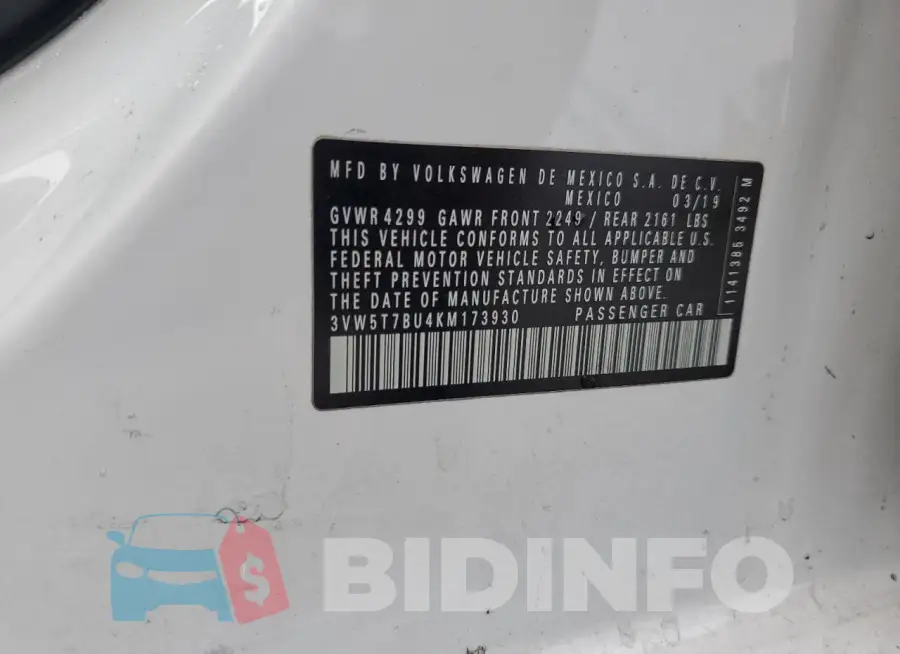 3VW5T7BU4KM173930 Photo# 12