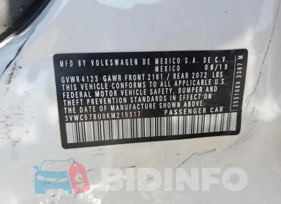 3VWC57BU0KM215317 Photo# 12