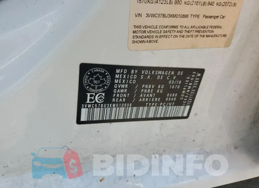 3VWC57BU3KM010896 Photo# 12