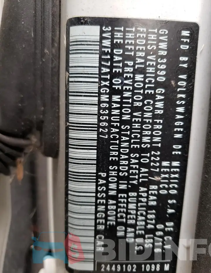 3VWF17ATXGM635627 Photo# 12