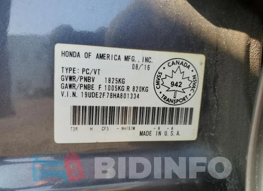 19UDE2F78HA801334 Photo# 12
