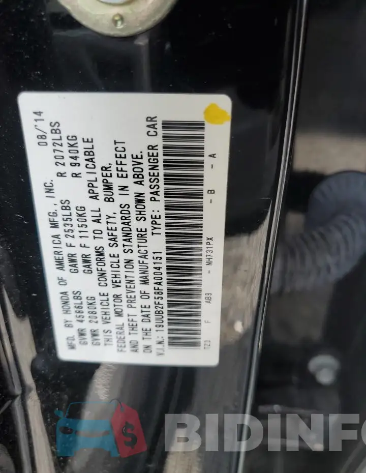 19UUB2F58FA004151 Photo# 12