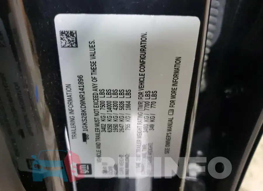 1GKS2BKD9NR141896 Photo# 12