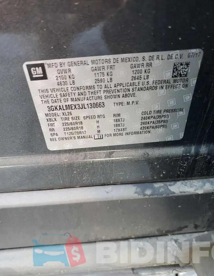 3GKALMEX3JL130663 Photo# 13