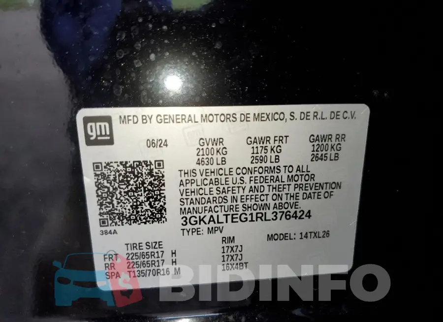 3GKALTEG1RL376424 Photo# 13
