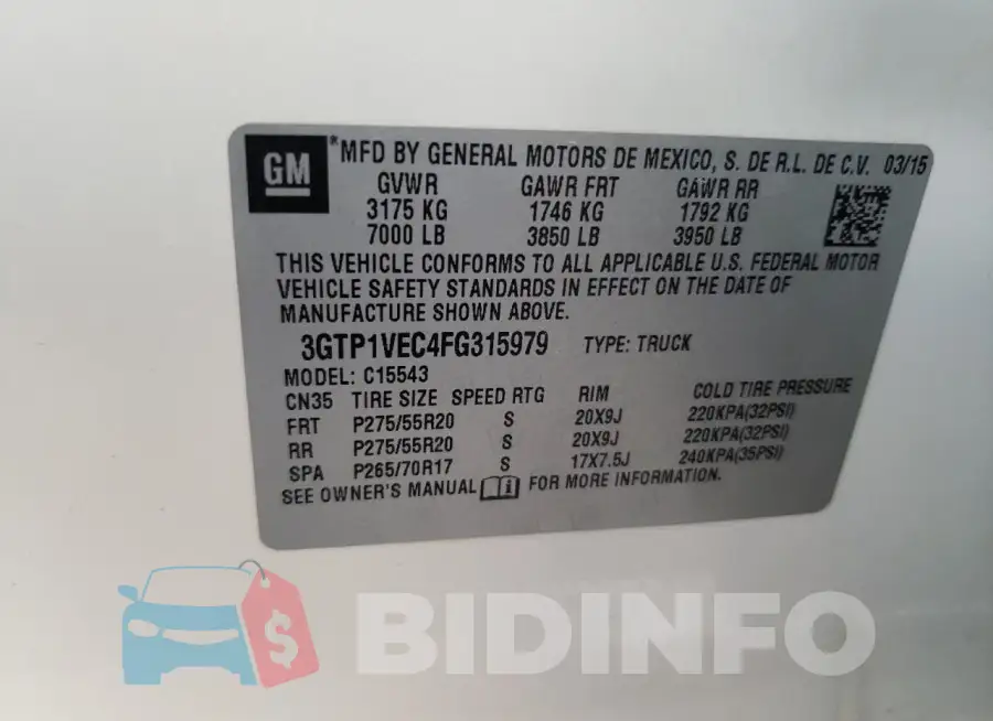 3GTP1VEC4FG315979 Photo# 12